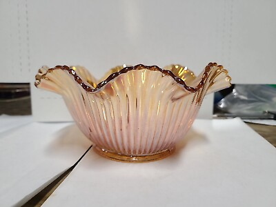 #ad Beautiful 1906 Carnival Glass Bowl Federal Glass Marigoldfruit candy decor $17.90