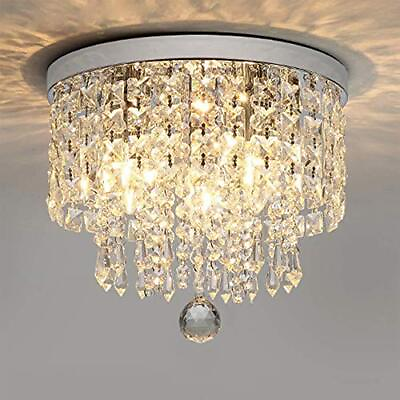 #ad 4 Lights Crystal Flushmount Chandelier Fixture Crystal Ceiling Lamp Modern ... $49.62
