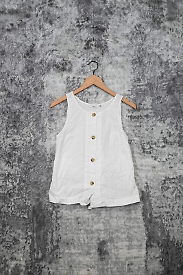 #ad Wilfred Aritzia White Wrap Tie Poplin Button Down Tank Blouse Top Size XS $15.99