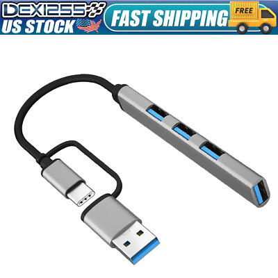 #ad USB C Hub3 in 1 Multiport Type C Adapter USB 3.0 Ultra Slim USB C Docking $8.68