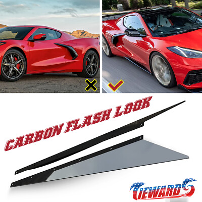 #ad 2X CARBON FLASH Side Skirts For 2020 2023 Corvette C8 Rocker Panel GM Z51 Style $145.99