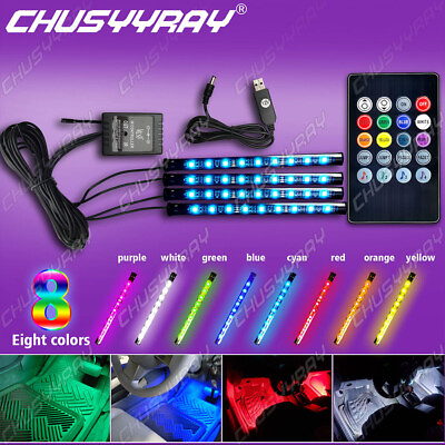 #ad 36 LED Car Interior Neon Atmosphere Light Strip Remote Control Color Changing $15.39