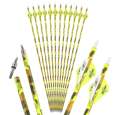 #ad 6 12 Carbon Arrows 30quot; SP500 Camo Shaft Vanes Tips Compound Recurve Bow Hunting $25.37