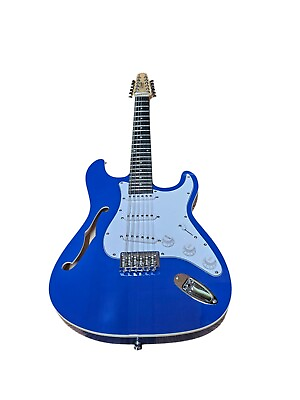 #ad NEW 12 STRING STRAT STYLE SEMI HOLLOW BLUE THINLINE SOLID ELECTRIC GUITAR $151.99