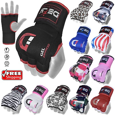 #ad DEFY™ Gel Padded Inner Gloves with Hand Wraps MMA Muay Thai Boxing Fight PAIR $7.99