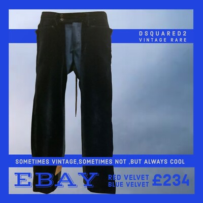 #ad DSQUARED2 Vintage Rare Mens Issue Velvet Chaps On Denim Blue Velvet Straight Leg GBP 169.00