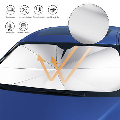 #ad Car Sun Shade Windshield Sunshade Front Window Cover Visor UV Umbrella Foldable $22.69