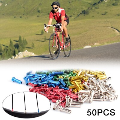 #ad 50pcs Set of Bike Cycling Spoke Nipples Multicolor Copper 14mm 14G Size $11.83