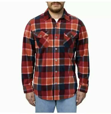#ad Freedom Foundry Men#x27;s Lightweight Plush Plaid Fleece Shirt Picante Size XL $18.95