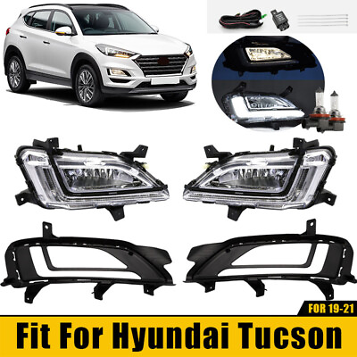 #ad LED DRL Front Bumper Fog Lights Lamps Set Pair for 2019 2020 2021 Hyundai Tucson $102.45