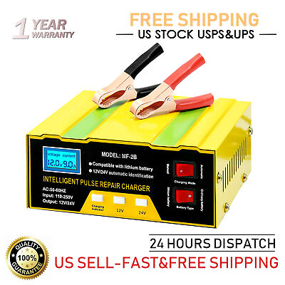 Automatic Smart Pulse Car Battery Charger Repair Starter for Truck 12V 24V 10A $23.95