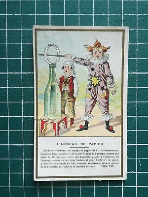 #ad Chromo BE 10x7 cm circa 1890 Clown magie anneau de papier Au réserviste EUR 3.25