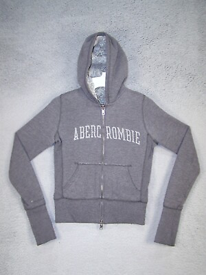 #ad Abercrombie amp; Fitch Jacket Adult Small Hoddie Gray Heavy Hooded Sweatshirt Men#x27;s $11.70