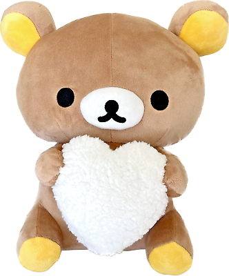 #ad San X Rilakkuma White Fluffy Heart Plush 14quot; Large Stuffed Animal Teddy Bear NWT $26.87