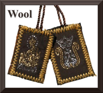 #ad Brown Wool Scapular Catholic Embroidered Size: 7 8 x 1 3 8quot; H 18 1 2quot; L WOOL $3.98