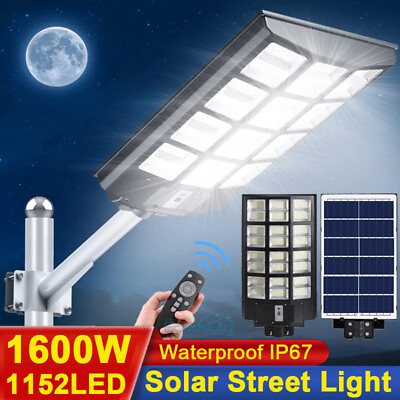 990000000000LM 1600W Watts Commercial Solar Street Light Parking Lot Road Lamp $129.09