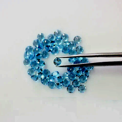 #ad 20 Pcs Blue Aquamarine Round Cut 6x6 mm Gemstone Certified AAA 27.55 Ctw $15.98