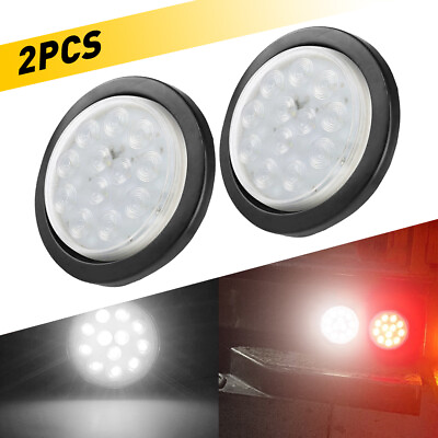 #ad 2 4Pcs Inch LED Round 4 24 Backup Tail Reverse Lights Trailer Clear Truck Lens 1 GBP 30.39