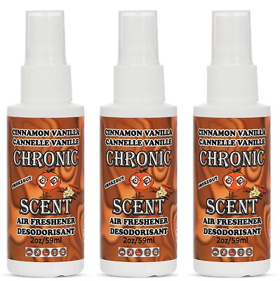 #ad Chronic Scent Air Freshener Smoke out 2oz Cinnamon Vanilla x3 Bottles $13.49