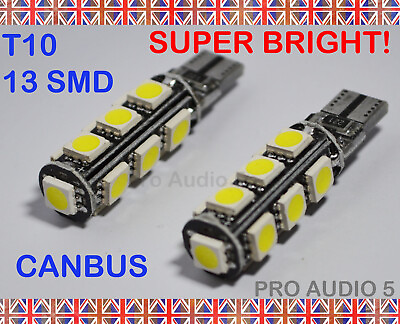 #ad 2x 13 SMD LED 501 T10 W5W CANBUS Xenon White 6000K Side Light LED Bulbs 130LM GBP 3.79