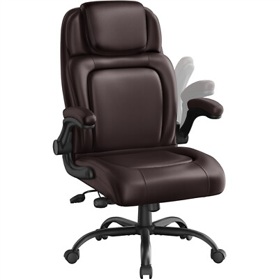 #ad Home Office Faux Leather Executive Chair with Flip up Armrests Computer Chair $86.99