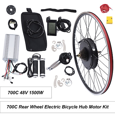 #ad 700c 48v 1500w Rear Motor Wheel Electric Bicycle Conversion Kit E Bike Motor $256.50