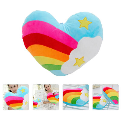 #ad 1pc decorative throw pillows rainbow pillow heart throw pillow Fluffy Heart $16.68