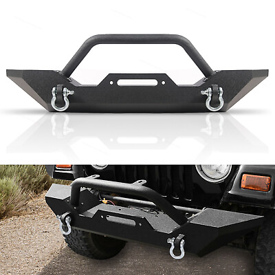 #ad Offroad Front Bumper W Winch Plate amp; D Rings Fits 1987 2006 Jeep Wrangler TJ YJ $139.79