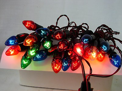 #ad Three Vintage C7 Light Outfits w Transparent Color Bulbs Red amp; Green Wiring $23.97