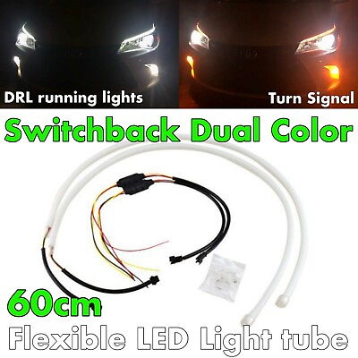 #ad 60cm Switchback Universal Rubber LED DRL Flexible Turn Signal Fits IN NIS $35.00
