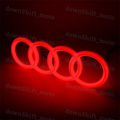 #ad Red Audi A1 A3 A4 A5 A6 A7 Q3 Q5 Q7 Chrome LED Light Front Grill Emblem Badge $37.28