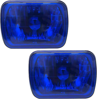 #ad Front 7 X 6 Inch Headlight Rectangular Blue Clear Lens Diamond Cut Black Chrome $55.99