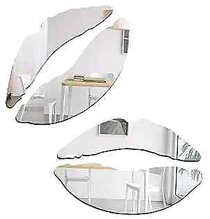 #ad 3D Wall Mounted Mirrors Home Wall Decor Acrylic Mirror Wall Stickers Silver $8.47