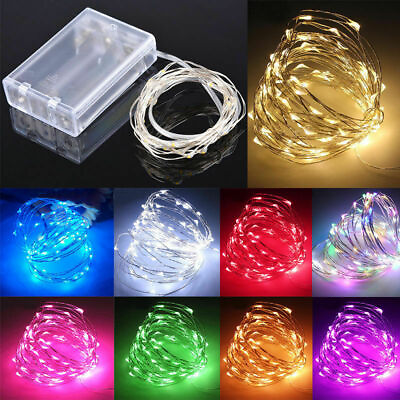 #ad Waterproof 20 30 40 50 100 LEDs String Copper Wire Fairy Lights Battery Powered $8.59