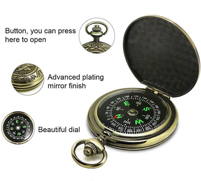 #ad Compass Pocket Brass Watch Style Military Army Outdoor Camping Hiking Tool $12.59