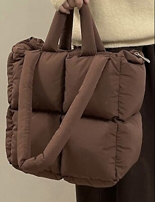 #ad #ad Winter Space Cotton Shoulder Bag Brown $34.00
