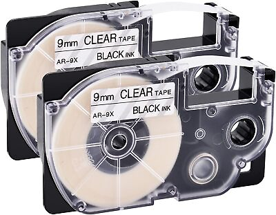#ad 2PK Compatible label tape XR 9X for Casio KL120 EZ Label PrinterBlack on Clear $7.29