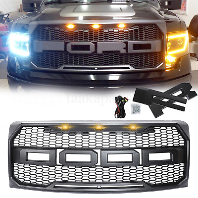 For 2009 2014 Ford F150 F 150 Front Bumper Grille Hood Grill Raptor Style Black $99.99