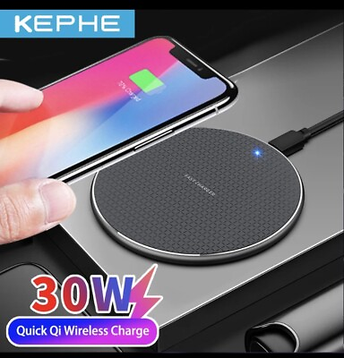 #ad 30w Qi Wireless Charger Pad For Cell Phone Ear Buds Ear Pods. US SELLER $14.99