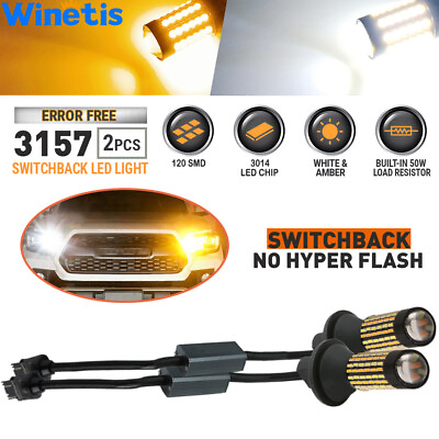 #ad 3157 3156 Switchback LED Turn Signal Lights DRL Bulbs 4157na 3457a White Amber $26.96