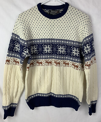 #ad Vintage Jantzen Sweater Fair Isle Nordic Wool Made USA Women Medium 80s $39.99