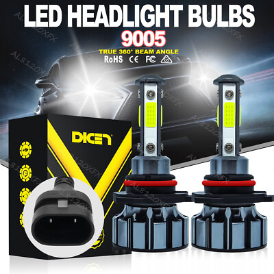 #ad Pair 4 sides LED Headlight Kit 9005 HB3 H10 9140 9145 2400W 6000K 360000LM Bulbs $10.98