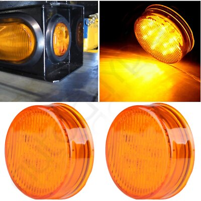 #ad 2Pcs Set 2.5quot; Amber Round 13Bulbs Side Marker Clearance Lights For Truck Trailer $11.03