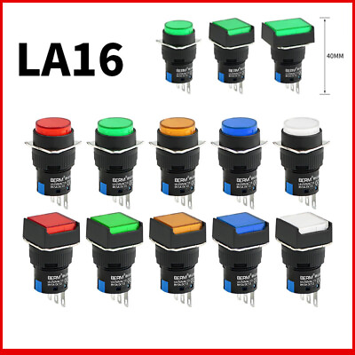 #ad Push Button Switch 16mm Latching Momentary On Off White Red Green Blue Yellow $6.79