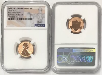 #ad 2019 W Lincoln Cent Reverse Proof NGC PF 69 RD FIrst Day Of Issue Flag $37.49