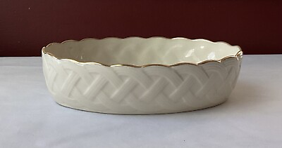 #ad VTG Lenox Porcelain Oval Bowl Basket Weave design Made In USA $21.95