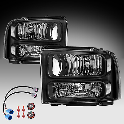 #ad Fit 1999 2004 Ford F250 Ford Super Duty Excursion Conversion Black Headlights $65.99