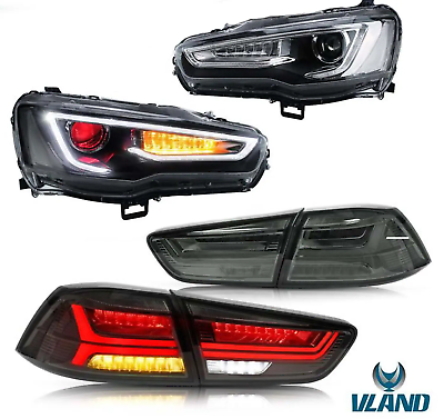 #ad Demon Eyes LED Headlights amp; Smoked Tail Lights For 2008 17 Mitsubishi Lancer Evo $522.99