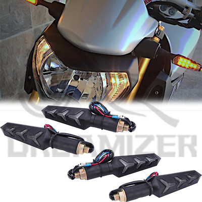 #ad 4X Motorcycle LED Turn Signals Amber Flowing Lights For Yamaha MT07 MT09 MT03 $17.04