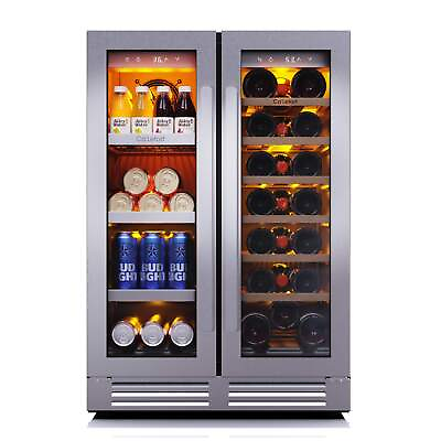 #ad Ca#x27;Lefort 24“ Large Dual Zone Wine Cooler Beverage Refrigerator Built in Fridge $869.99